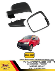 VW TRANSPORTER T5.1 2010-2015 DOOR MIRROR COVER TRIM FRAME 3 PIECE SET LEFT SIDE