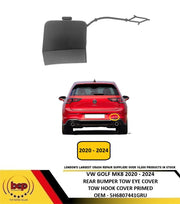VW GOLF MK8 2020 - 2024 REAR BUMPER TOW EYE COVER PRIMED OEM PART 5H6807441GRU