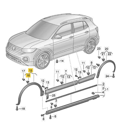 VW T - CROSS 2019 - 2024 FRONT WHEEL ARCH TRIM MOULDING TEXTURED PASSENGER LEFT
