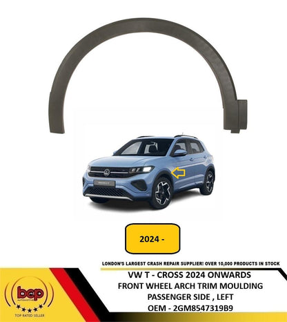 VW T - CROSS 2019 - 2024 FRONT WHEEL ARCH TRIM MOULDING TEXTURED PASSENGER LEFT