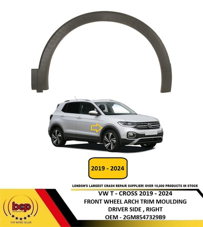 VW T - CROSS 2019 - 2024 FRONT WHEEL ARCH TRIM MOULDING TEXTURED PASSENGER LEFT