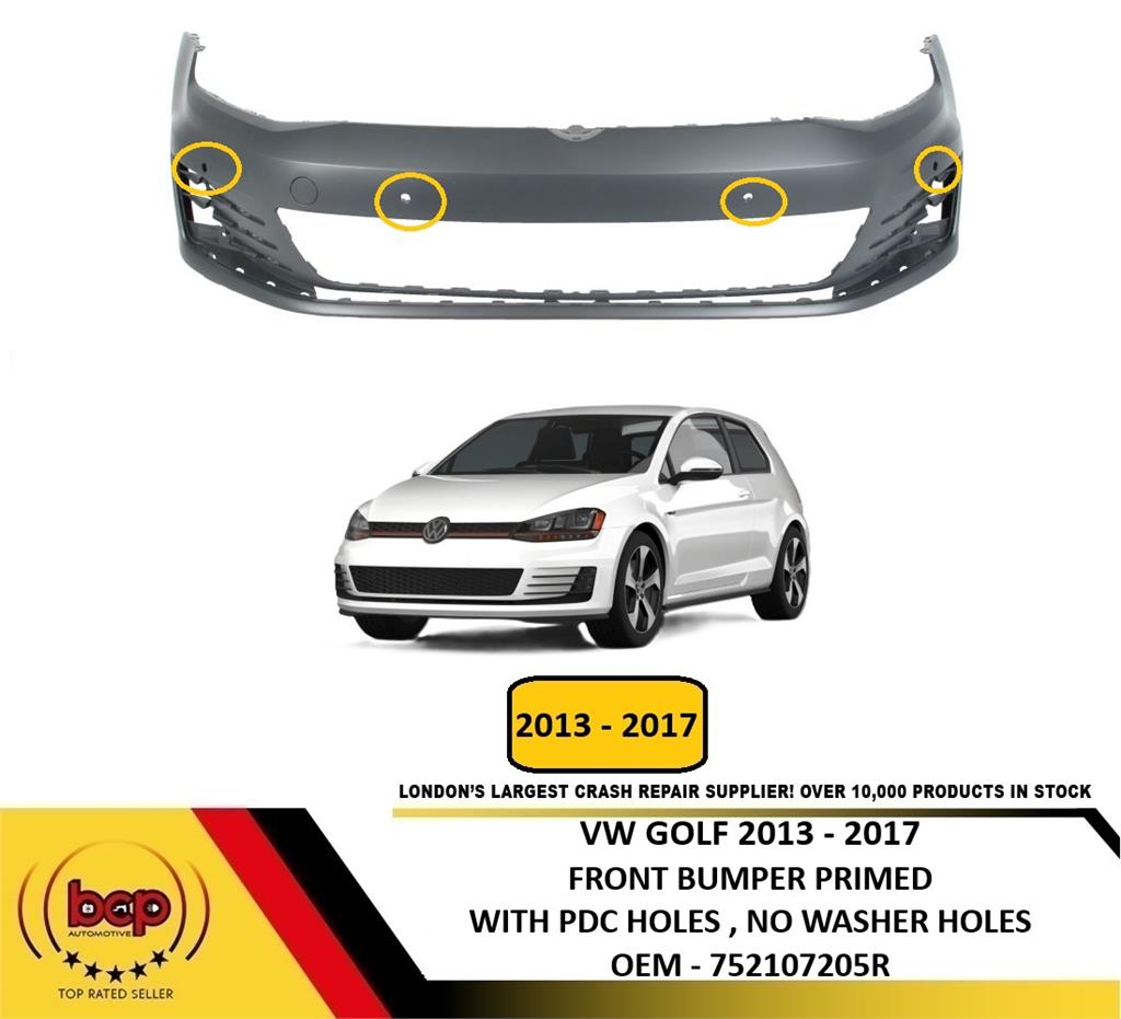 VW GOLF GTI GTD 2013 – 2017 FRONT BUMPER PRIMED WITH PARKING SENSOR HOLES