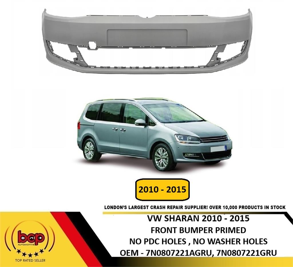VOLKSWAGEN SHARAN 2010 – 2015 FRONT BUMPER PRIMED NO PDC OR WASHER HOLES