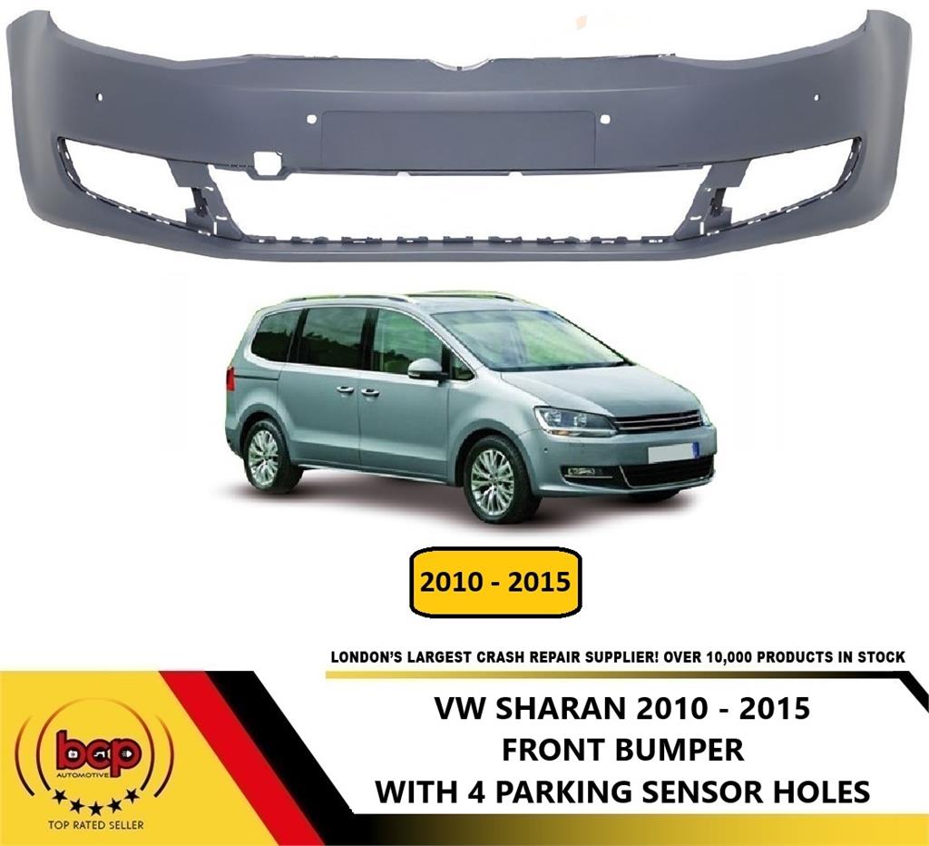 VOLKSWAGEN SHARAN 2010 – 2015 FRONT BUMPER PRIMED WITH 4 PARKING SENSOR HOLES