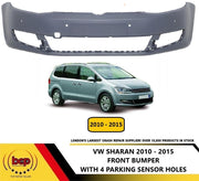 VOLKSWAGEN SHARAN 2010 – 2015 FRONT BUMPER PRIMED WITH 4 PARKING SENSOR HOLES