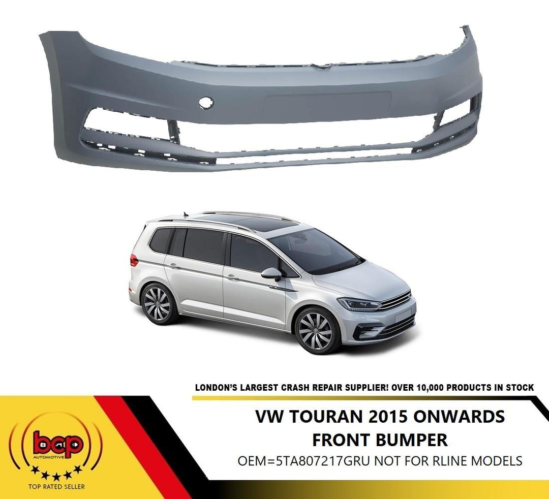VW TOURAN 2015 - 2023 FRONT BUMPER PRIMED NOT RLINE NO SENSORS OR WASHERS