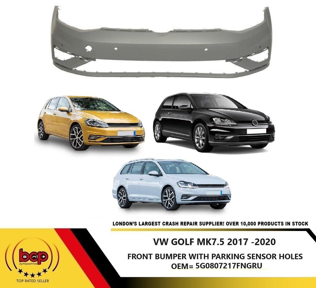 VW GOLF MK 7.5 2017 - 2020 FRONT BUMPER WITH PARKING SENSOR HOLES OEM QUALITY