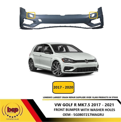 VW GOLF R MK7.5 2017 - 2020 FRONT BUMPER PRIMED WITH WASHER HOLES