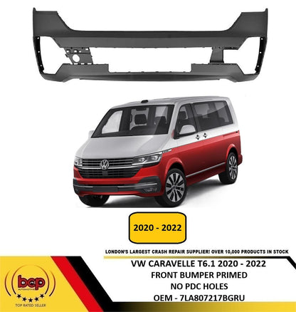 VW CARAVELLE T6.1 2020 - 2022 FRONT BUMPER PRIMED NO PARKING SENSOR HOLES NEW