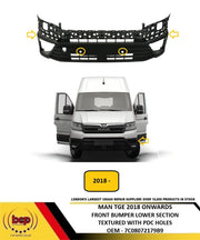 VW CRAFTER 2017 ONWARDS FRONT BUMPER LOWER BLACK SECTION NO PARKING SENSOR HOLES