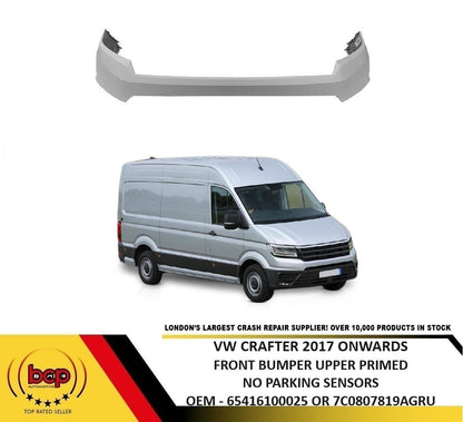 VW CRAFTER 2017 ONWARDS FRONT BUMPER UPPER SECTION PRIMED TO BE PAINTED NEW