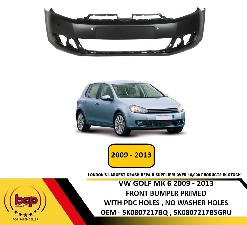 VW GOLF MK 6 HATCHBACK 2008 - 2013 FRONT BUMPER PRIMED WITH 4 PDC HOLES NEW