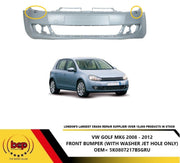 VW GOLF MK6 2008 - 2012 FRONT BUMPER WITH WASHER JET HOLES ONLY 5K0807217BSGRU