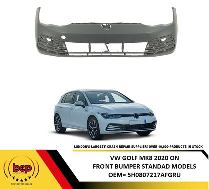 VW GOLF 2020 ON MK8 FRONT BUMPER PRIMED NO PARKING SENSOR OR WASHER LIFE MODEL