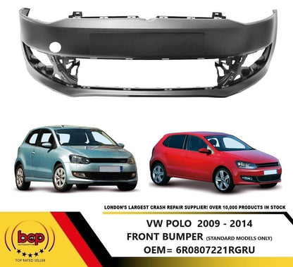 VW POLO FRONT BUMPER 6R 2009 - 2014 FRONT BUMPER NEW PRIMED NO PARKING SENSORS