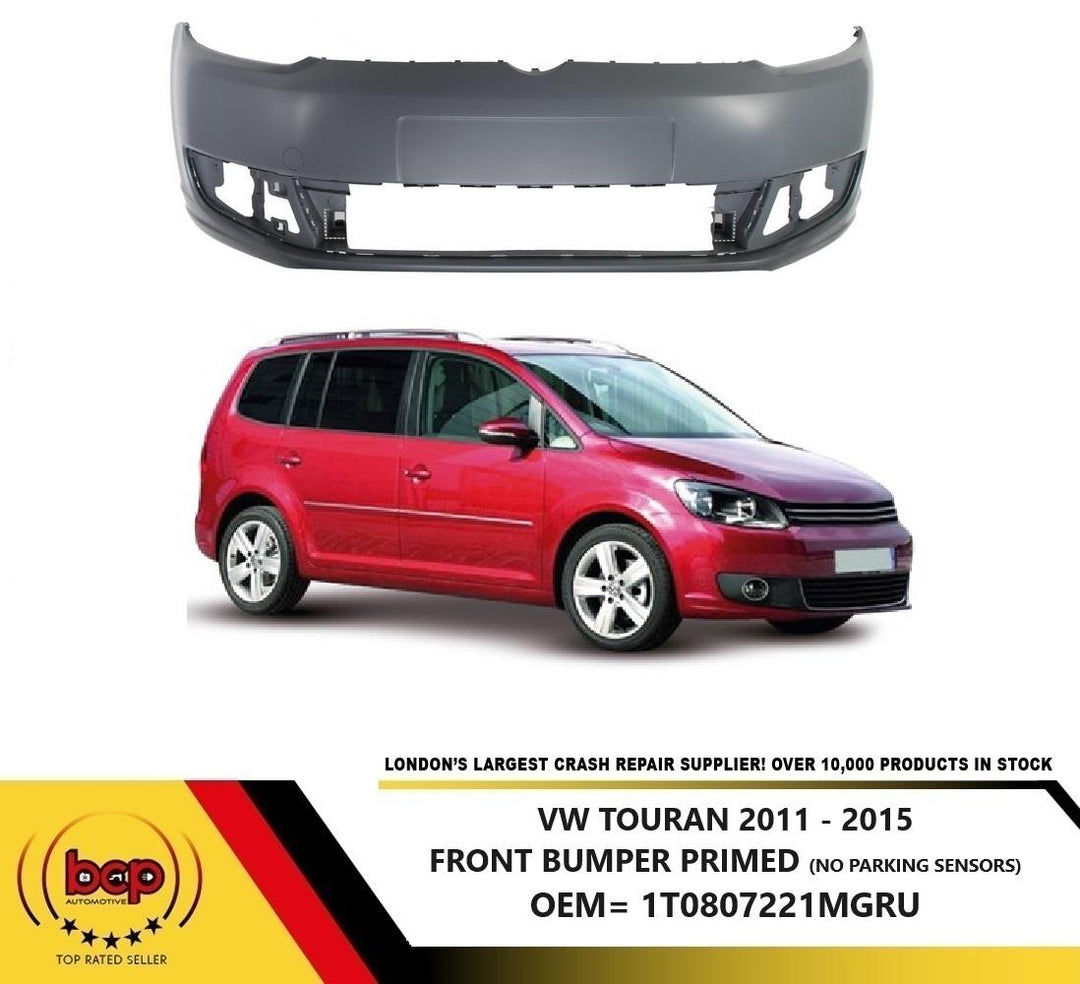 VW TOURAN 2011-2015 FRONT BUMPER PRIMED NO PARKING SENSORS OR WASHER HOLES