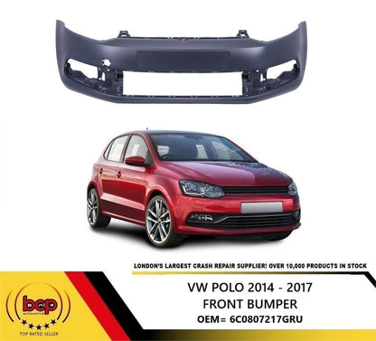 VW POLO 2014 - 2018 FRONT BUMPER PRIMED NO PDC NEW 6C0807217GRU OEM QUALITY