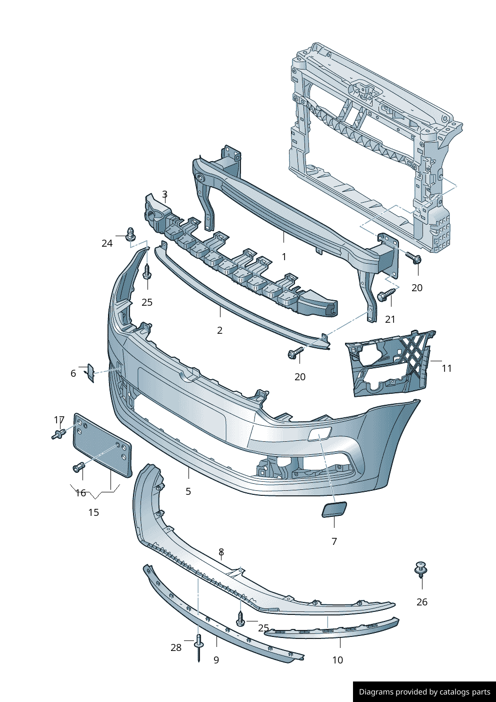 VW POLO HATCHBACK 2014 - 2018 FRONT BUMPER PRIMED WITH WASHER HOLES ONLY