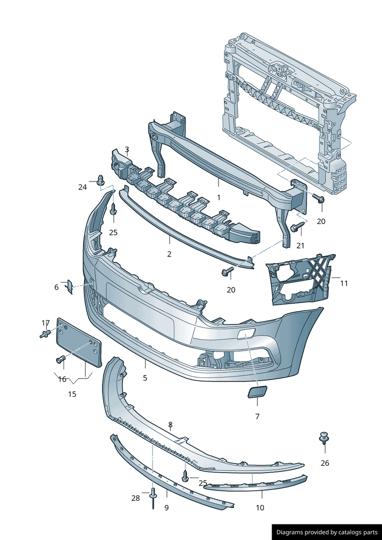 VW POLO HATCHBACK 2014 - 2018 FRONT BUMPER PRIMED WITH WASHER HOLES ONLY