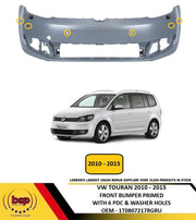 VW TOURAN 2010 - 2015 FRONT BUMPER PRIMED WITH 6 PDC & WASHER HOLES NOT R - LINE