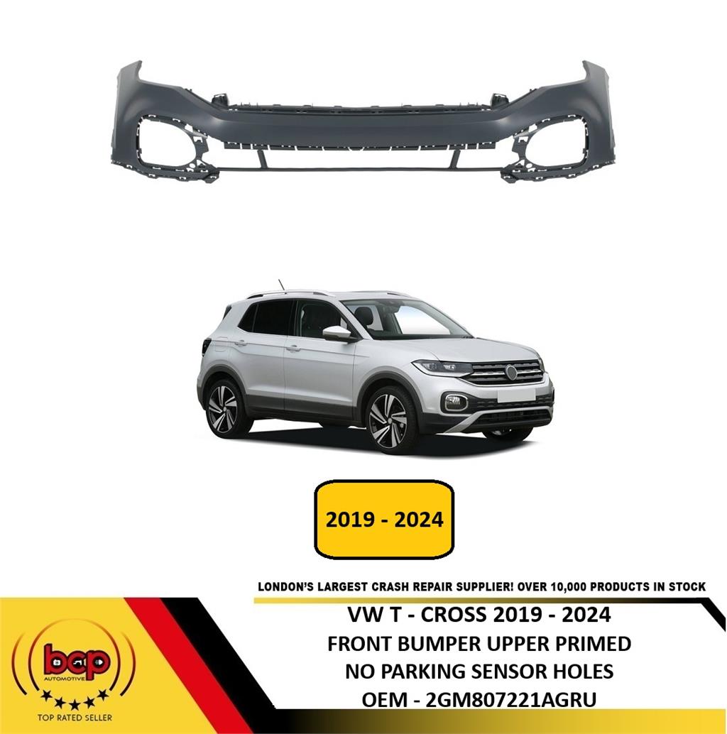 VW T CROSS 2019 - 2024 FRONT BUMPER UPPER PRIMED NO PDC HOLES NEW 2GM807221AGRU