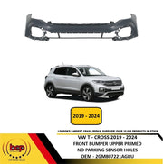 VW T CROSS 2019 - 2024 FRONT BUMPER UPPER PRIMED NO PDC HOLES NEW 2GM807221AGRU