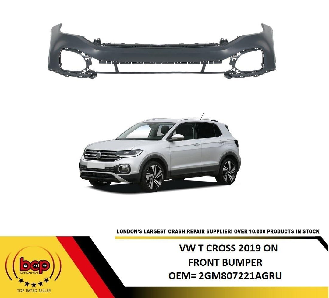 VW T CROSS 2019 -2024 FRONT BUMPER UPPER PRIMED NO PARKING SENSORS OEM QUALITY