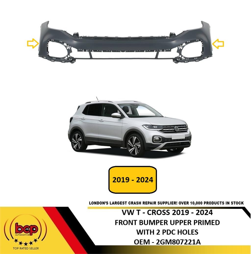 VW T CROSS 2019 - 2024 FRONT BUMPER UPPER PRIMED WITH PDC HOLES 2GM807221A