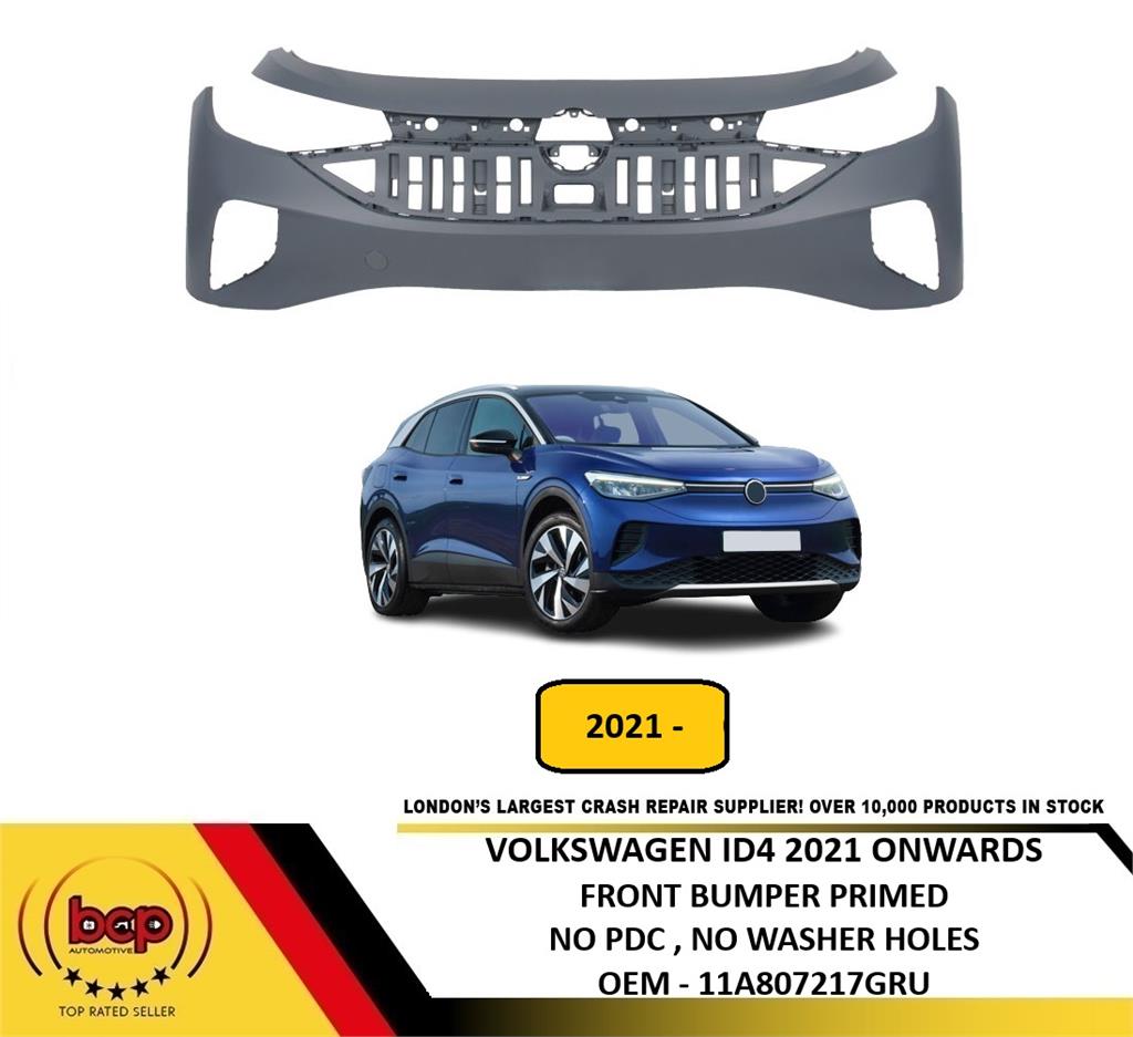 VW ID4 2021 ONWARDS FRONT BUMPER PRIMED NO PARKING SENSOR OR WASHER HOLES