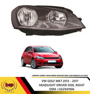 VW GOLF MK7 2012 - 2016 HEADLIGHT RIGHT DRIVE SIDE HALOGEN 5G2941006 INSURANCE