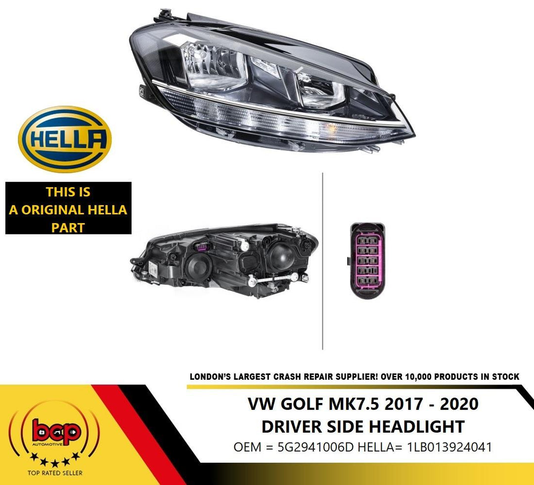 VW GOLF MK 7.5 2017 - 2019 HEADLIGHT RIGHT DRIVERS LED 1LB013924041 HELLA UNIT