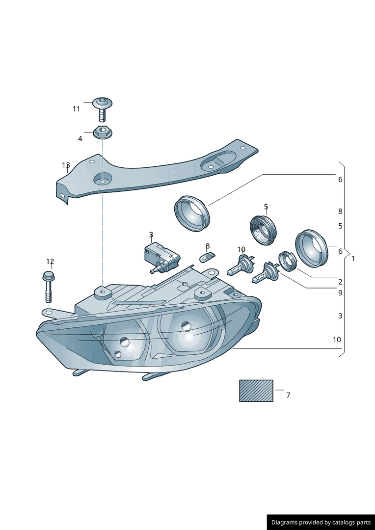 VW SCIROCCO 2014 – 2017 FRONT HALOGEN HEADLIGHT BLACK INNER DRIVER SIDE RIGHT