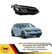 VW GOLF MK8 2020 ON HEADLIGHT HEADLAMP LED DRIVER SIDE RIGHT LED DRL NOT XENON
