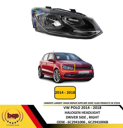 VW POLO 2014 - 2018 HEADLIGHT SQUARE BEZEL RIGHT DRIVERS SIDE 6C2941006