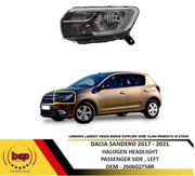 DACIA SANDERO 2017 – 2021 HALOGEN HEADLIGHT PASSENGER SIDE LEFT 260602758R