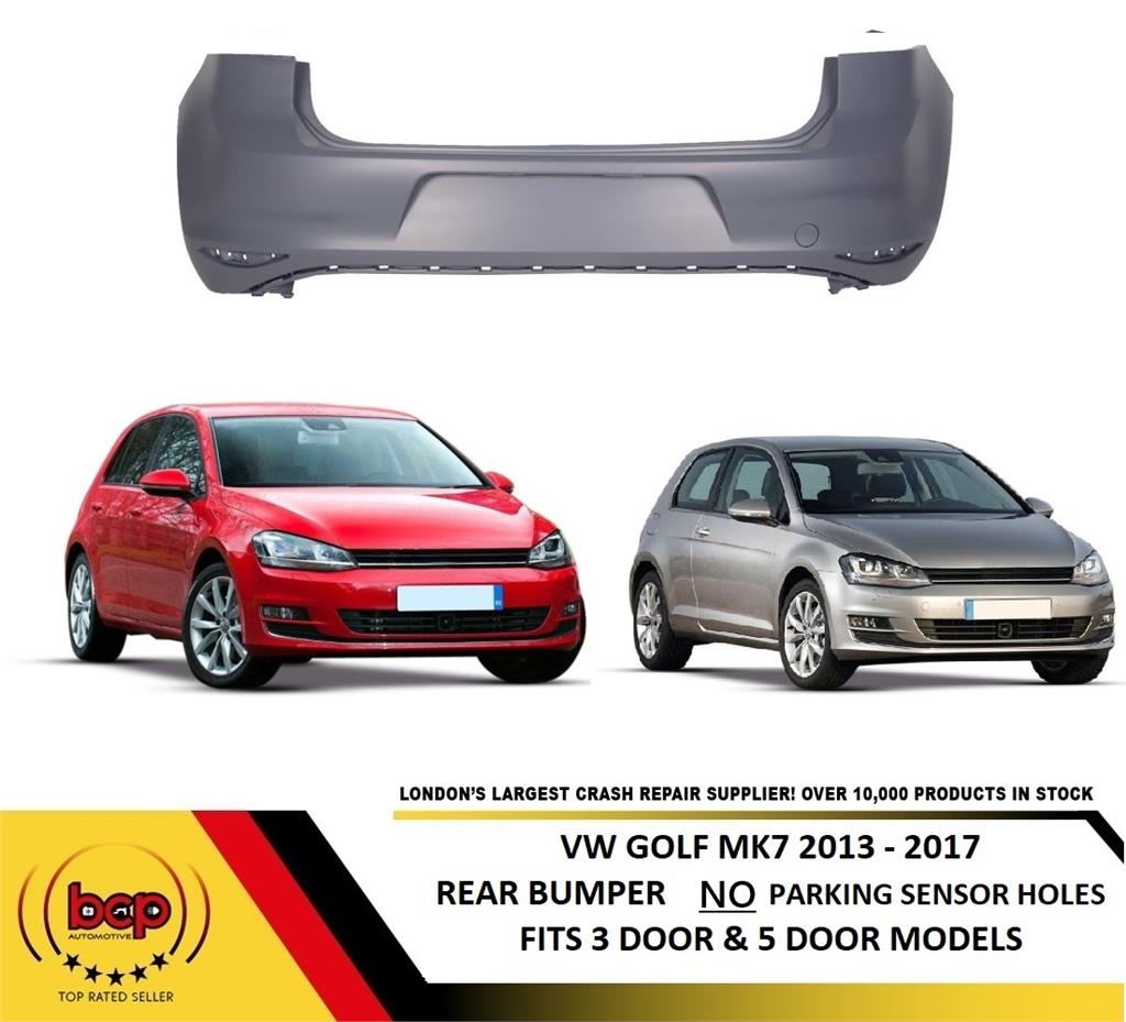 VW GOLF MK7 2013 – 2017 REAR BUMPER PRIMED NO PARKING SENSOR HOLE NOT RLINE