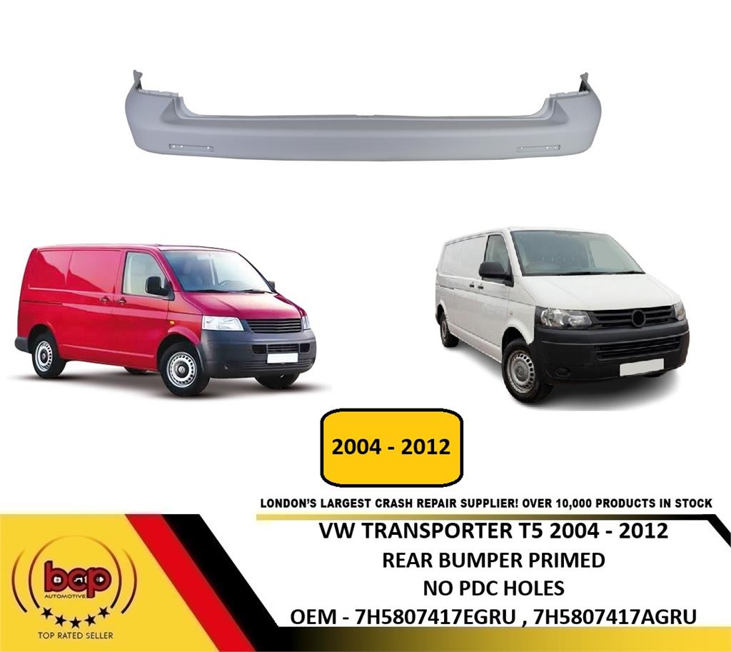 VW TRANSPORTER REAR BUMPER T5 2004 to 2012 REAR BUMPER PRIMED PAINTABLE TYPE