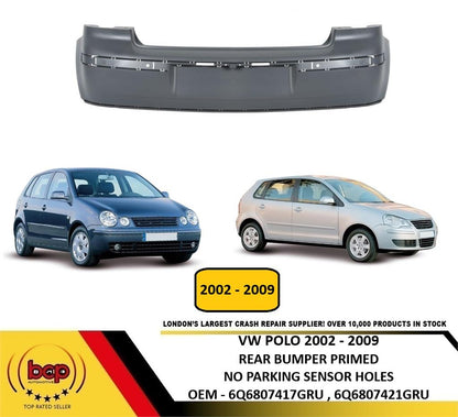 VW POLO 9N & 9N3 2002 - 2009 REAR BUMPER PRIMED NEW READY TO PAINT OEM QAULITY