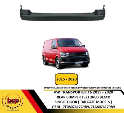 VW TRANSPORTER T6 2015–2020 REAR BUMPER TEXTURED BLACK FOR TAIL GATE MODELS ONLY