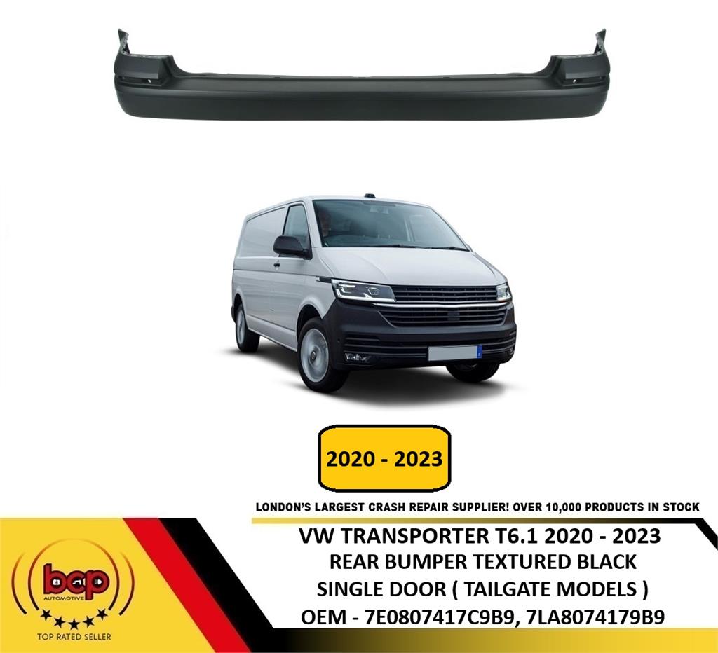 VW TRANSPORTER T6.1 2020 - 2023 REAR BUMPER TEXTURED BLACK FOR TAIL GATE MODELS