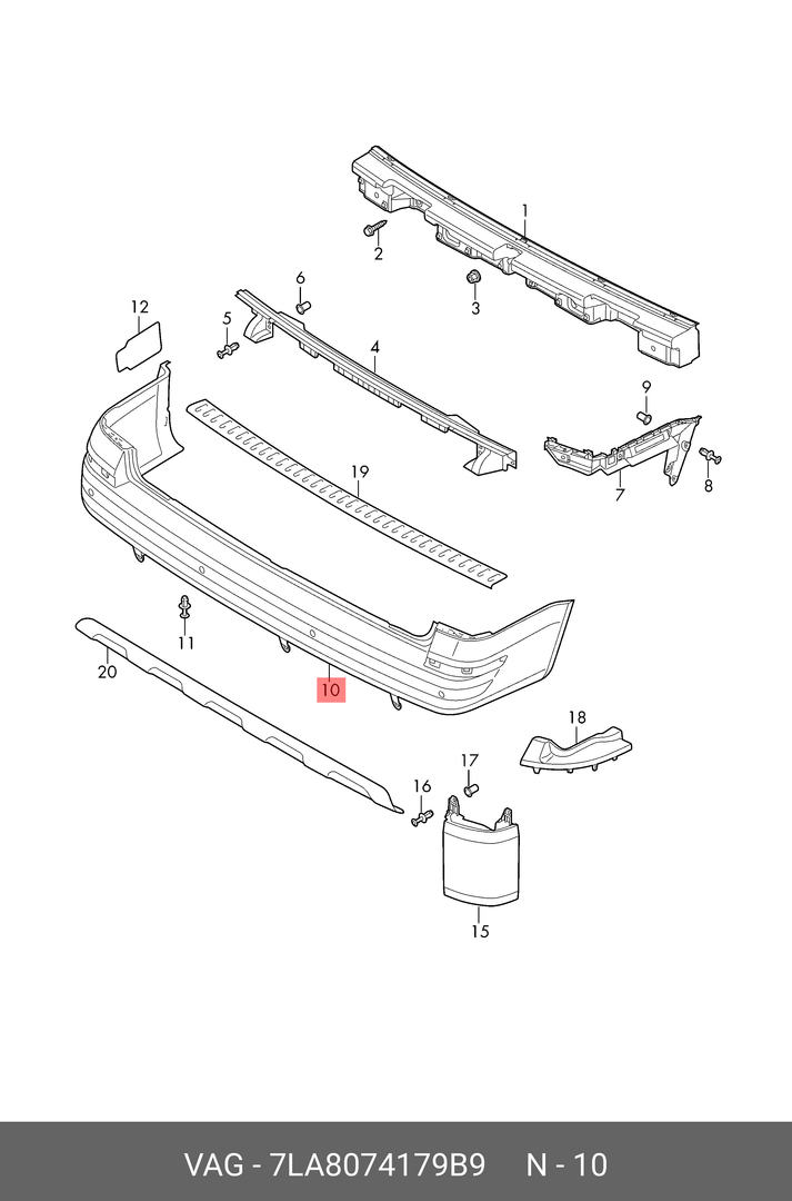 VW TRANSPORTER T6.1 2020 - 2023 REAR BUMPER TEXTURED BLACK FOR TAIL GATE MODELS
