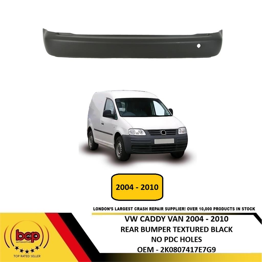VW CADDY 2004 - 2010 REAR BUMPER TEXTURED BLACK GREY NO PARKING SENSORS NEW
