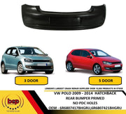 VOLKSWAGEN POLO 6R 2009 – 2014 REAR BUMPER PRIMED READY TO PAINT NO PDC HOLES