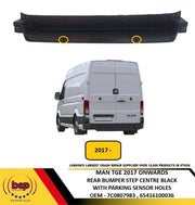 MAN TGE 2017 ON REAR BUMPER  PLASTIC STEP COVER TEXTURED BLACK WITH PDC HOLES