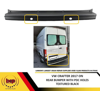 VOLKSWAGEN CRAFTER 2017 ON REAR BUMPER TEXTURED BLACK WITH PARKING SENSORS