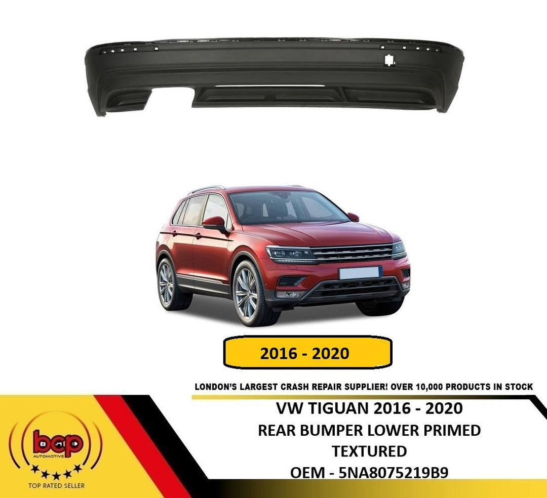 VW TIGUAN 2016 – 2020 REAR BUMPER TEXTURED NOT TO PAINT NO PARKING SENSOR HOLES