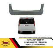 VW CADDY 2020 ON REAR BUMPER PRIMED NO PARKING SENSORS HOLES LONG WHEEL BASE