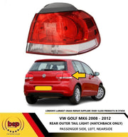VW GOLF MK6 OUTER REAR LAMP LIGHT PASSENGERS SIDE LEFT LH NEAR SIDE HELLA TYPE