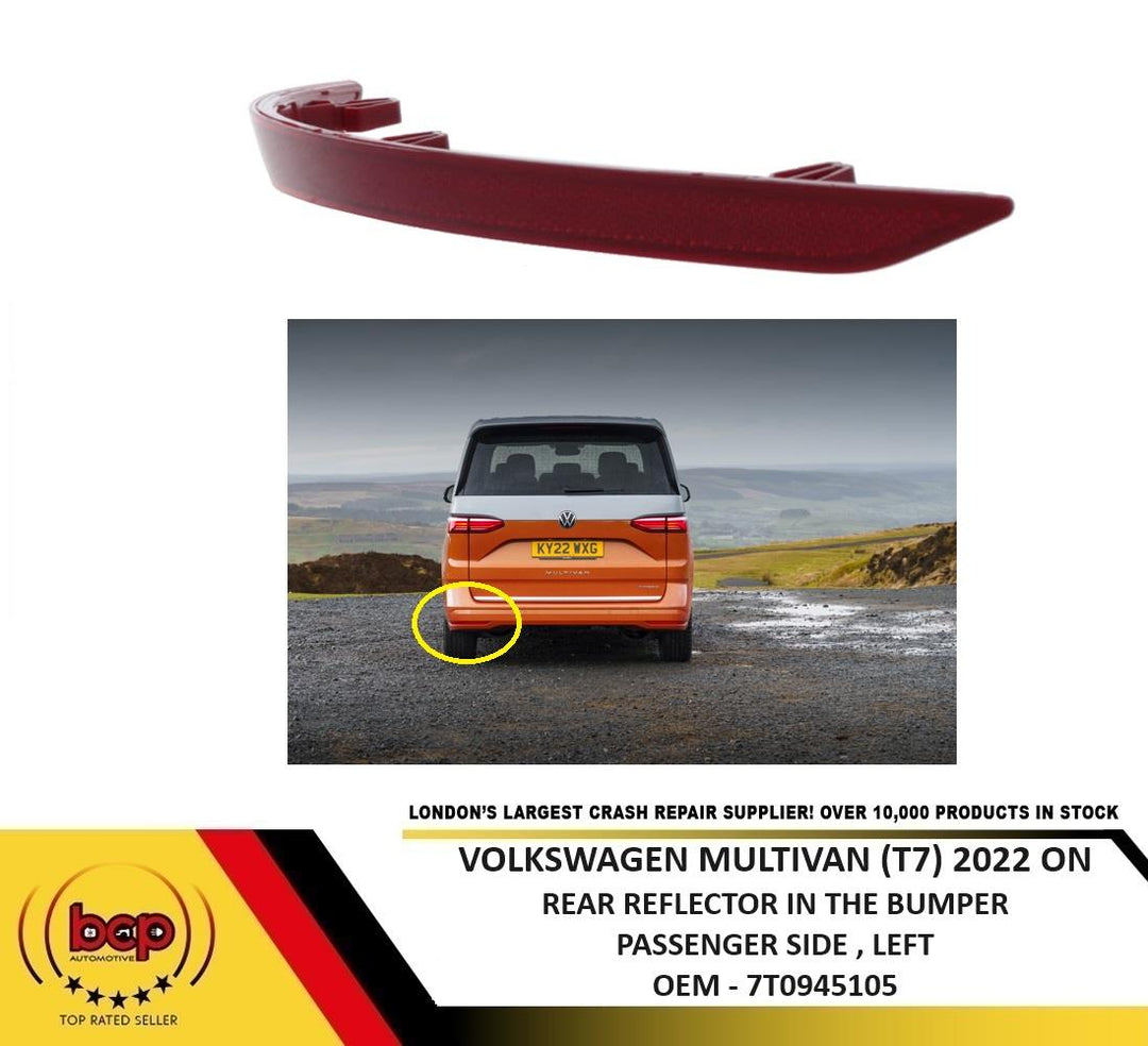 VOLKSWAGEN MULTIVAN T7 2022 ON REAR REFLECTOR IN THE BUMPER PASSENGER SIDE LEFT