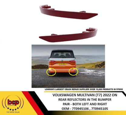 VOLKSWAGEN MULTIVAN T7 2022 ON REAR REFLECTOR IN THE BUMPER PAIR LEFT AND RIGHT